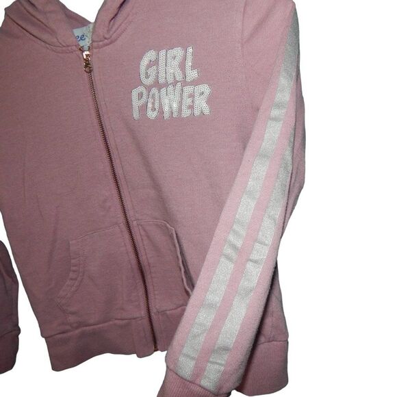 FREESTYLE girls size 7 pink girl power sequin stripe full zip thin sporty jacket - Picture 3 of 8